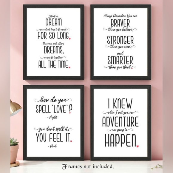Other - Inspirational Winnie The Pooh Quote Prints- Set Of 4
